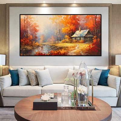 Cuadro Óleo Artesanal Árbol Naranja Paisaje Rural Decoración Farmhouse - Image 3
