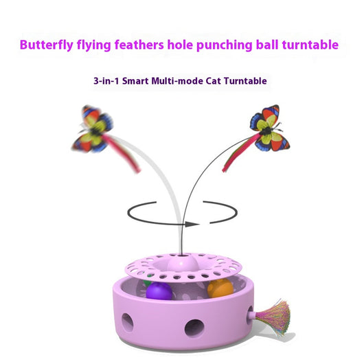 Juguete Interactivo 3 en 1 para Gatos con Plataforma Giratoria, Mariposas y Plumas - Image 14