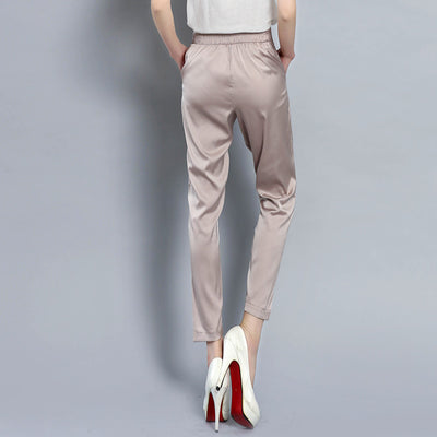 Pantalones Casuales Talla Grande Elásticos de Satén para Mujer - Image 8