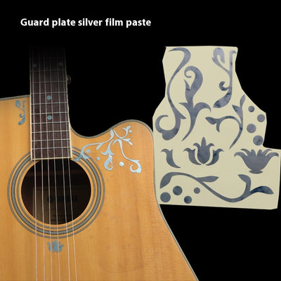Blue cloud-shaped inlay stickers for guitar fingerboards, shown on a guitar neck and as a full sheet. - Image 26