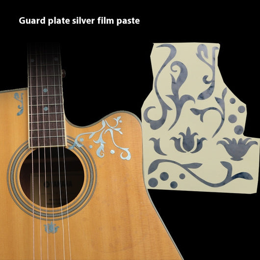 Blue cloud-shaped inlay stickers for guitar fingerboards, shown on a guitar neck and as a full sheet. - Image 26