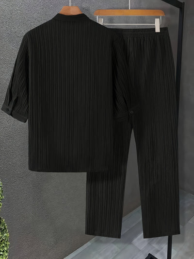 Conjunto de Camisa y Pantalón Liso Primavera Verano para Hombre - Image 14