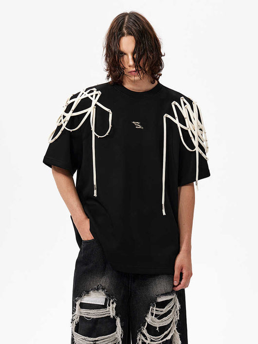 Camiseta Manga Corta con Hombrera Acolchada y Detalle de Cinta - Image 11