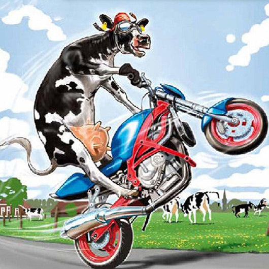 Cuadro Diamante 5D Moto Vaca - Mosaico Diamante DIY