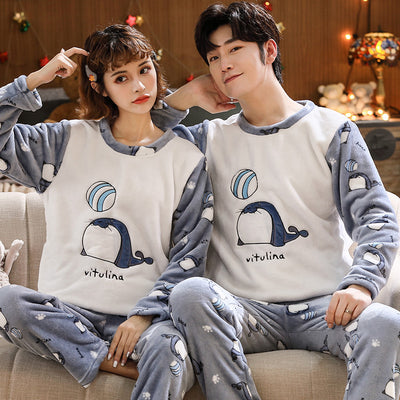 Pijama de Pareja en Franela Gruesa y Terciopelo - Conjunto Abrigado para Casa - Image 16