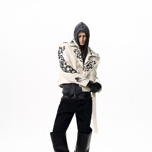 Chaqueta de Cuero PU Corta con Lentejuelas para Hombre - Estilo Elegante