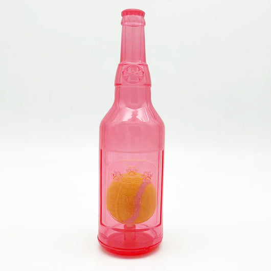 Translucent blue pet molar toy shaped like a bottle, featuring embossed paw prints and the word "DOG". - Image 9