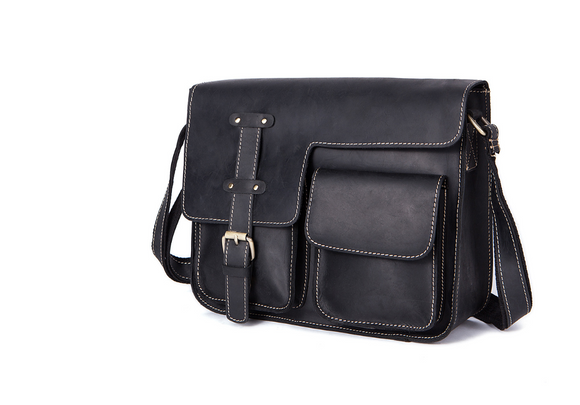 Bolsa Bandolera de Cuero Crazy Horse Estilo Retro para Hombre