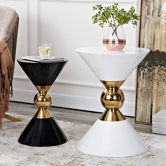 Mesa Auxiliar Minimalista Postmoderna de Acero Inoxidable - Estilo Chino Contemporáneo