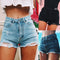 Shorts Vaqueros Rotos con Aberturas Laterales y Talle Alto Efecto Garras