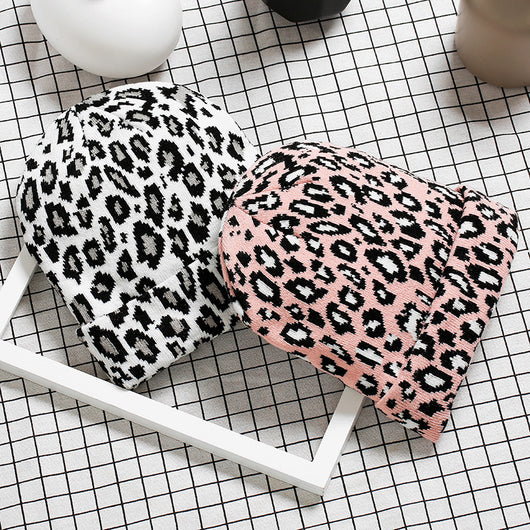 Jersey Pullover de Punto con Estampado Leopardo y Gorro Integrado para Invierno