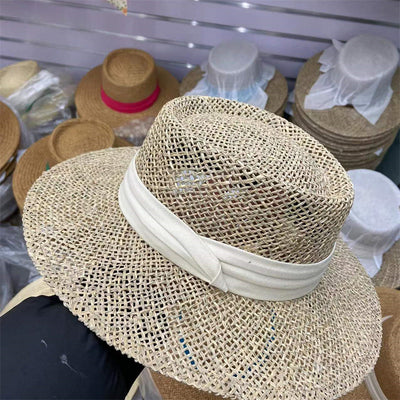 Sombrero de Paja Retro Británico para Mujer con Ala Plana - Image 20