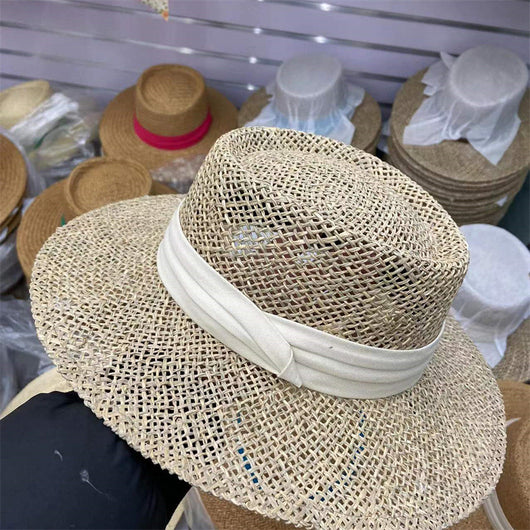 Sombrero de Paja Retro Británico para Mujer con Ala Plana - Image 20