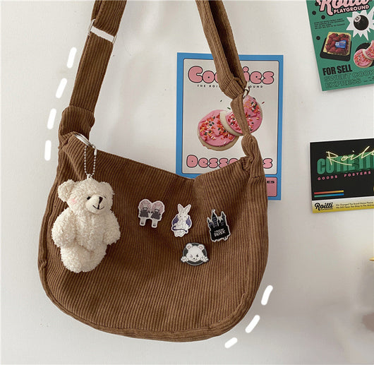 Bolsa Retro Vintage con Diseño de Dumpling - Bandolera de Pana con Asa Única - Image 6