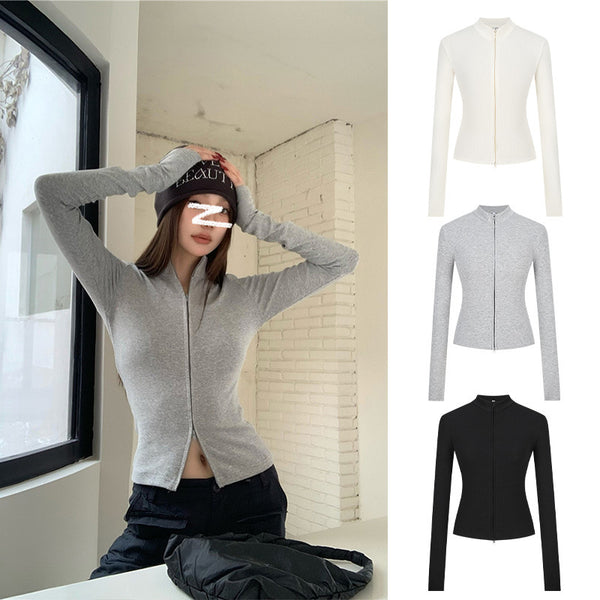 Cardigan Ajustado con Cuello de Pie y Cintura Marcada
