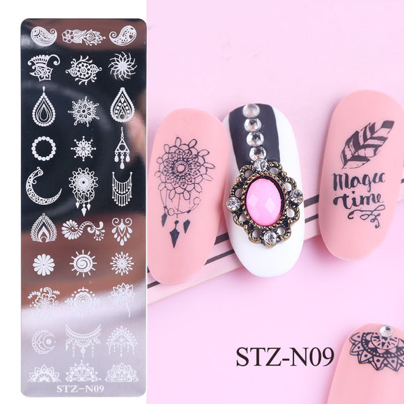 Placa de Acero Estampado para Uñas - Diseño Pequeño de Larga Duración