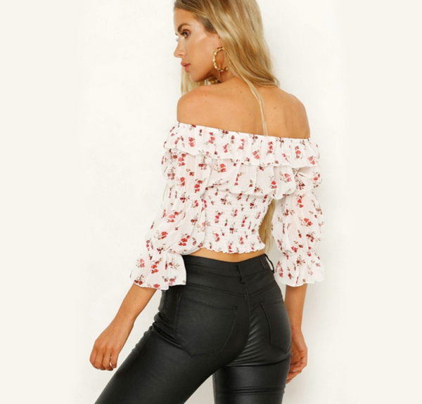 Blusa Tubo Plisada de Cuello Único con Estampado para Primavera y Verano