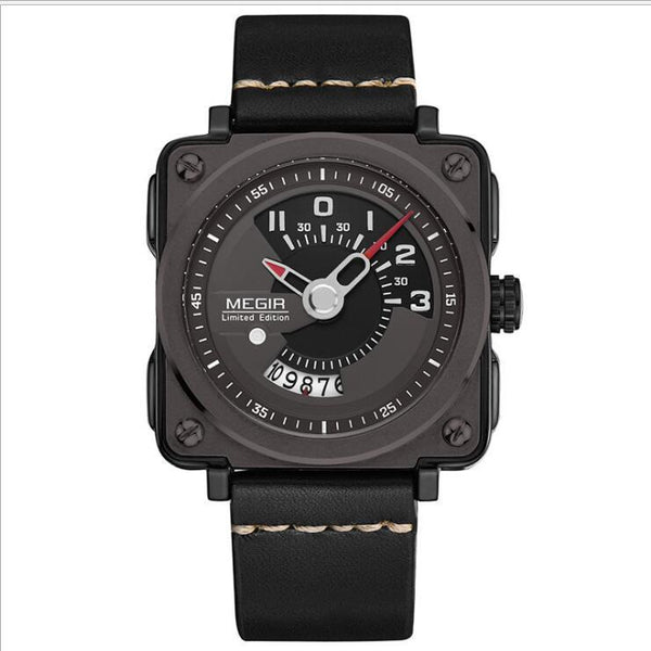 Reloj Deportivo Cuarzo Hombre Esfera Grande Calendario Correa Cuero - Image 3