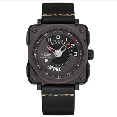 Reloj Deportivo Cuarzo Hombre Esfera Grande Calendario Correa Cuero - Image 3
