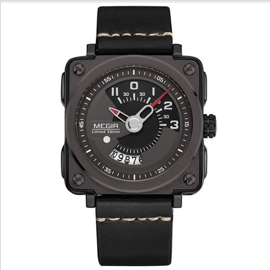 Reloj Deportivo Cuarzo Hombre Esfera Grande Calendario Correa Cuero - Image 3