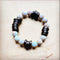 **Frosted Aqua Terra and Wood Stretch Bracelet (808y)
