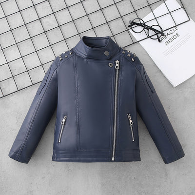 Chaqueta de Cuero Casual para Niños - Diseño Liso Moderno - Image 13