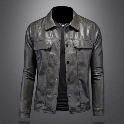 Chaqueta de Cuero para Motociclista con Solapa Clásica - Image 11