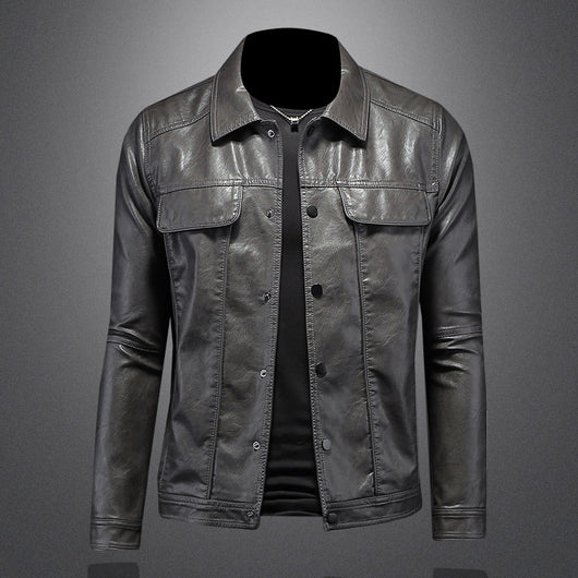 Chaqueta de Cuero para Motociclista con Solapa Clásica - Image 11
