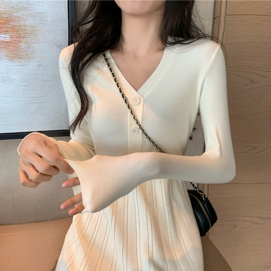 Vestido Suéter de Punto Estilo Francés para Otoño e Invierno para Mujer - Image 5