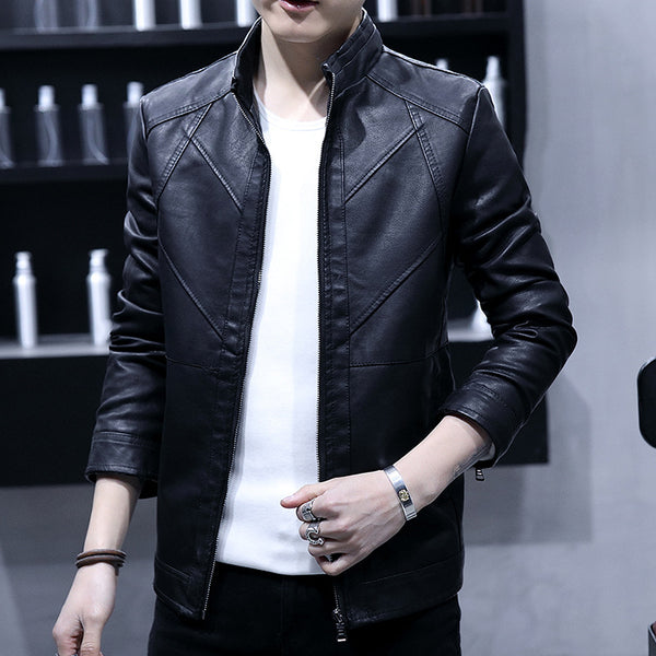 Chaqueta de Cuero Slim Coreana
