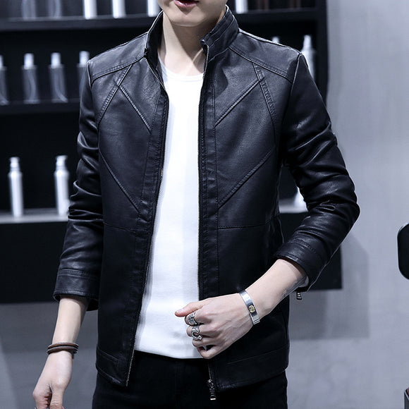 Chaqueta de Cuero Slim Coreana