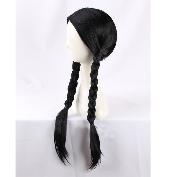 Peluca Trenza Retorcida con Raya Central Negra para Halloween - Image 3