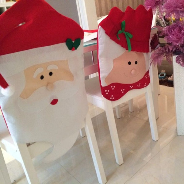 Juego de Cubiertas para Sillas de Navidad - Decoración de Mesa Festiva Premium