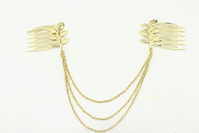 Peineta con Cadena de Hojas y Borlas - Accesorio de Moda Europeo - Image 3