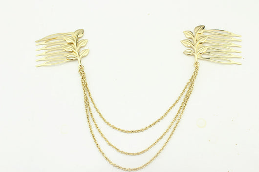 Peineta con Cadena de Hojas y Borlas - Accesorio de Moda Europeo - Image 3