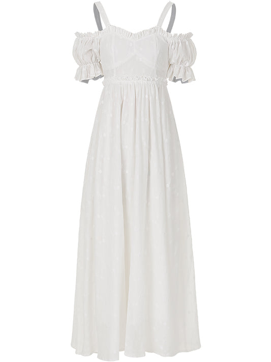 Vestido Falda Blanca con Bordado Floral Campánula - Image 2