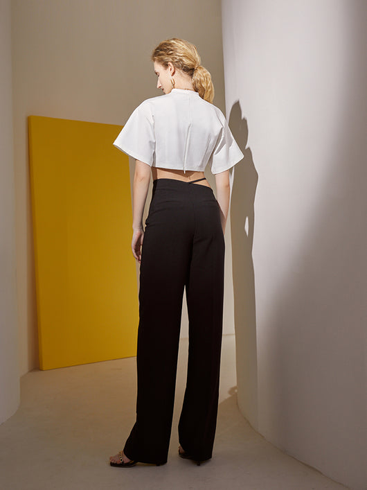 Pantalones de Cintura Alta con Pierna Ancha Irregular - Image 11