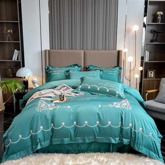 Kit de Bordado para Juego de Cama de 4 Piezas en Algodón
