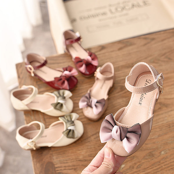 Sandalias Princesa para Niñas con Moño - Zapatos de Piel Suave y Flexible
