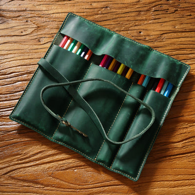 Estuche Organizador de Cuero Vintage con Cierre Enrollable - Image 9