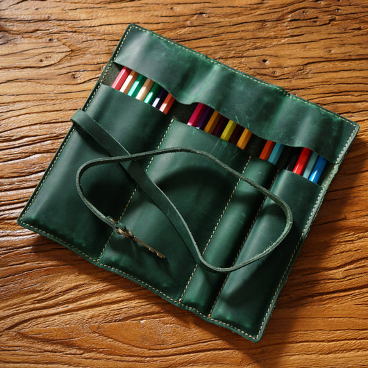 Estuche Organizador de Cuero Vintage con Cierre Enrollable - Image 9