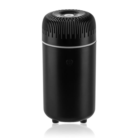 White columnar tabletop water humidifier with a ribbed top and a power button on the front, on a white background. - Image 9