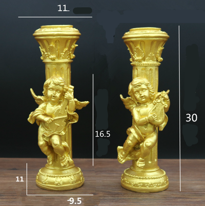 Set de 2 Candelabros Retro Ángel Cupido en Mármol - Image 17