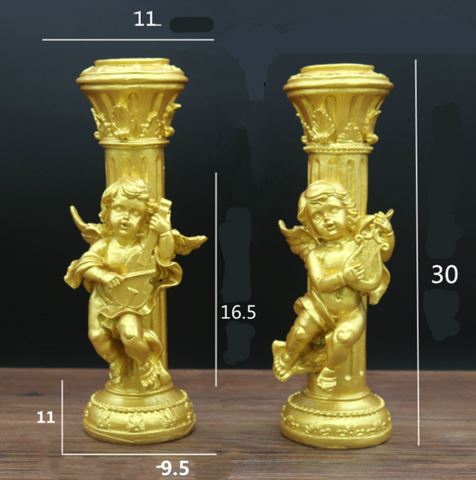 Set de 2 Candelabros Retro Ángel Cupido en Mármol - Image 17