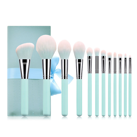 Set de 12 Brochas de Maquillaje Azul Claro