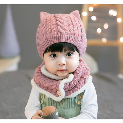 Conjunto Gorro y Babero de Lana Gruesa Trenzado - Image 3
