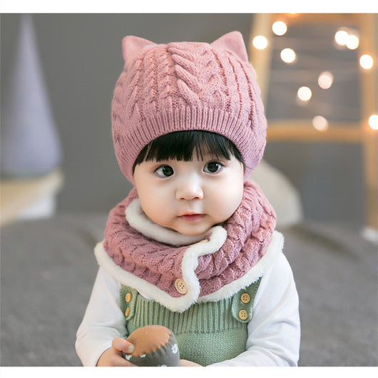 Conjunto Gorro y Babero de Lana Gruesa Trenzado - Image 3