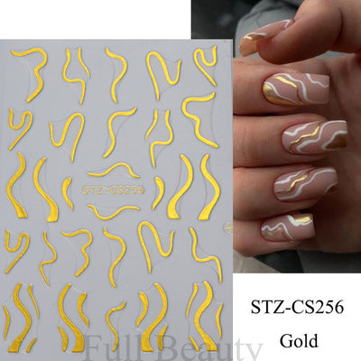 Pegatinas de Uñas Francesas con Líneas Metalizadas Bronce - Image 16