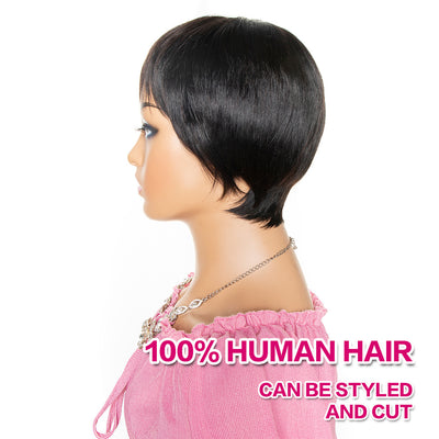 Peluca Corta Pixie con Flequillo - Cabello Humano 100% - Image 4
