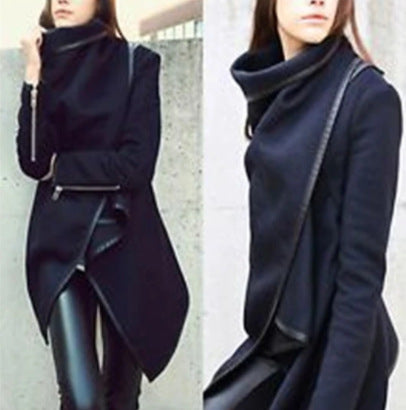 Abrigo de Lana Irregular Estilo Europeo - Gabardina Slim Elegante - Image 3